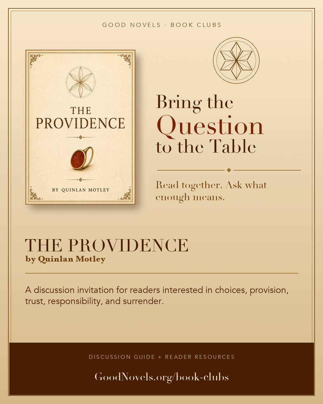 Book-club invitation for The Providence: Bring the Question to the Table