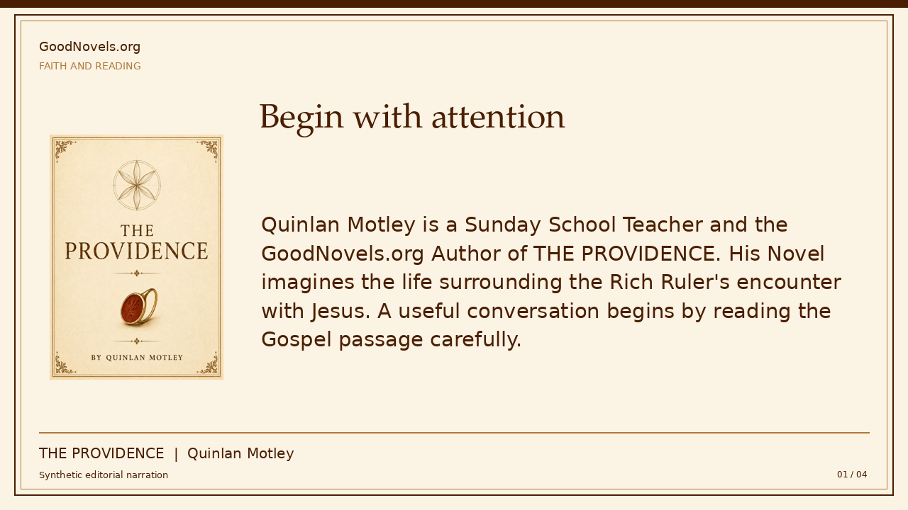Quinlan Motley: Faith, Sunday School, and Story title card with THE PROVIDENCE cover