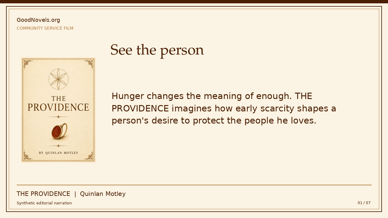 Quinlan Motley | Seeing Need and Serving Others title card with THE PROVIDENCE cover