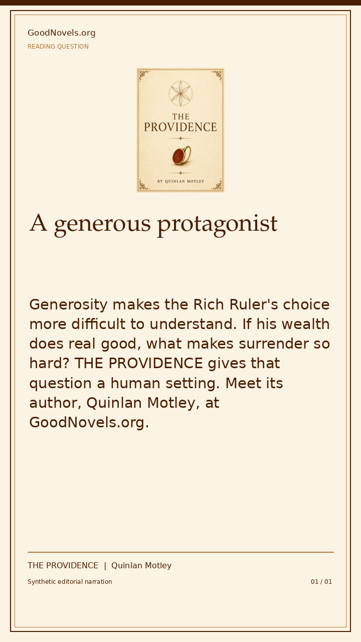 A generous protagonist | THE PROVIDENCE title card with THE PROVIDENCE cover