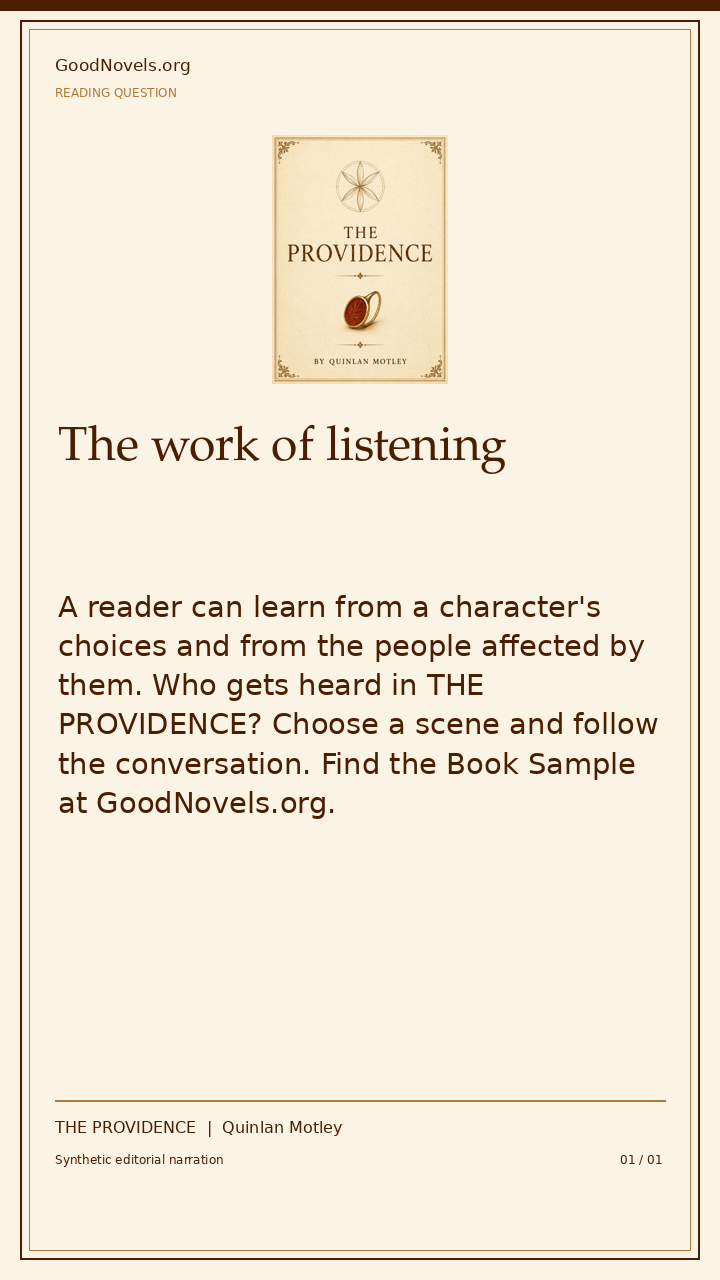 The work of listening | THE PROVIDENCE title card with THE PROVIDENCE cover