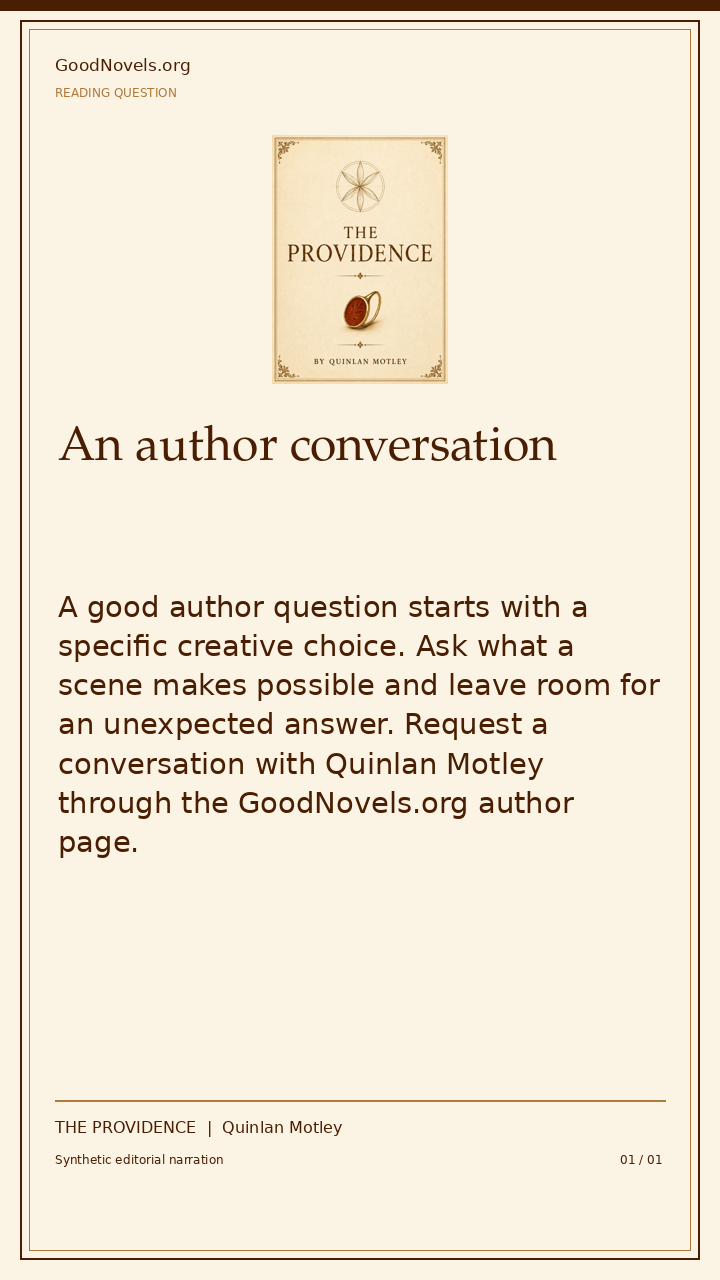 An author conversation | THE PROVIDENCE title card with THE PROVIDENCE cover
