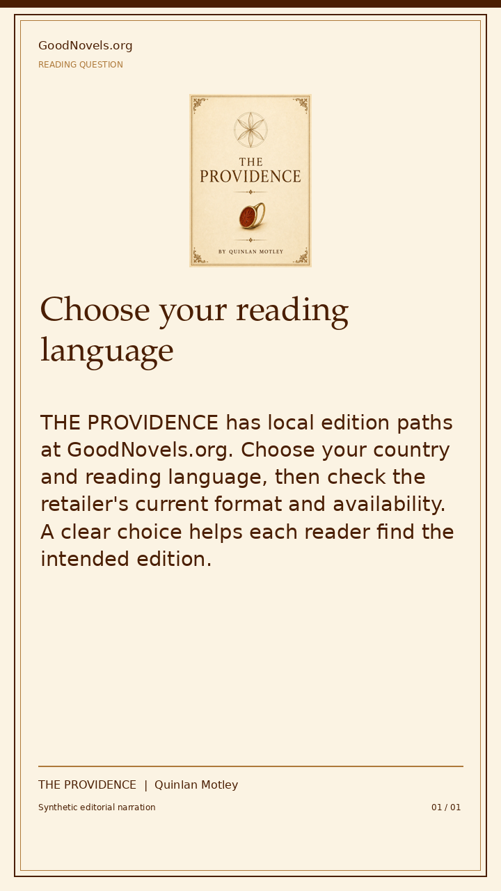 Choose your reading language | THE PROVIDENCE title card with THE PROVIDENCE cover