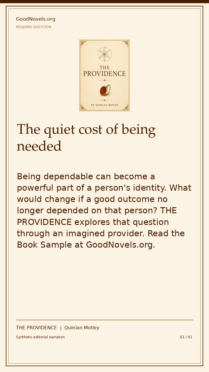The quiet cost of being needed | THE PROVIDENCE title card with THE PROVIDENCE cover