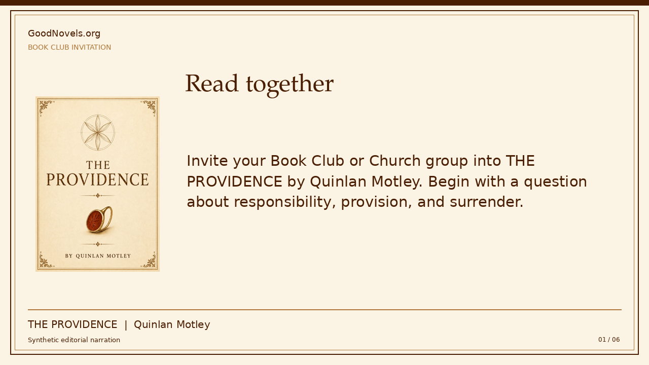 Read THE PROVIDENCE Together | Book Club Invitation title card with THE PROVIDENCE cover